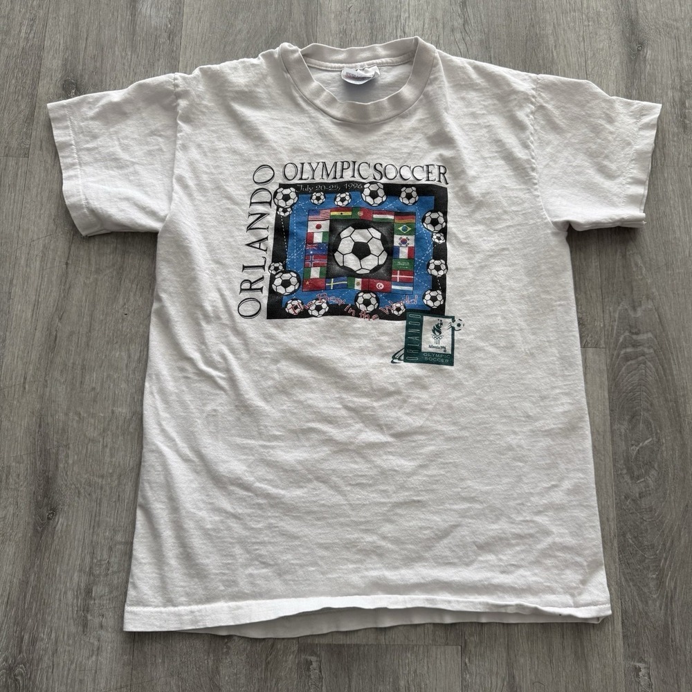 Vintage Olympic Games 1996 Atlanta Soccer Shirt Youth Kids Large Orlando